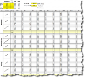 5X5 Workout Routine - Madcow 5x5 Spreadsheet - LANDSCAPE - Intermediate