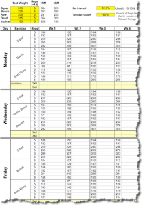 5X5 Workout Routine - Madcow 5x5 Spreadsheet - PORTRAIT - Intermediate