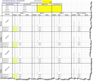 Jim Wendler 5-3-1 Workout Spreadsheet - LANDSCAPE